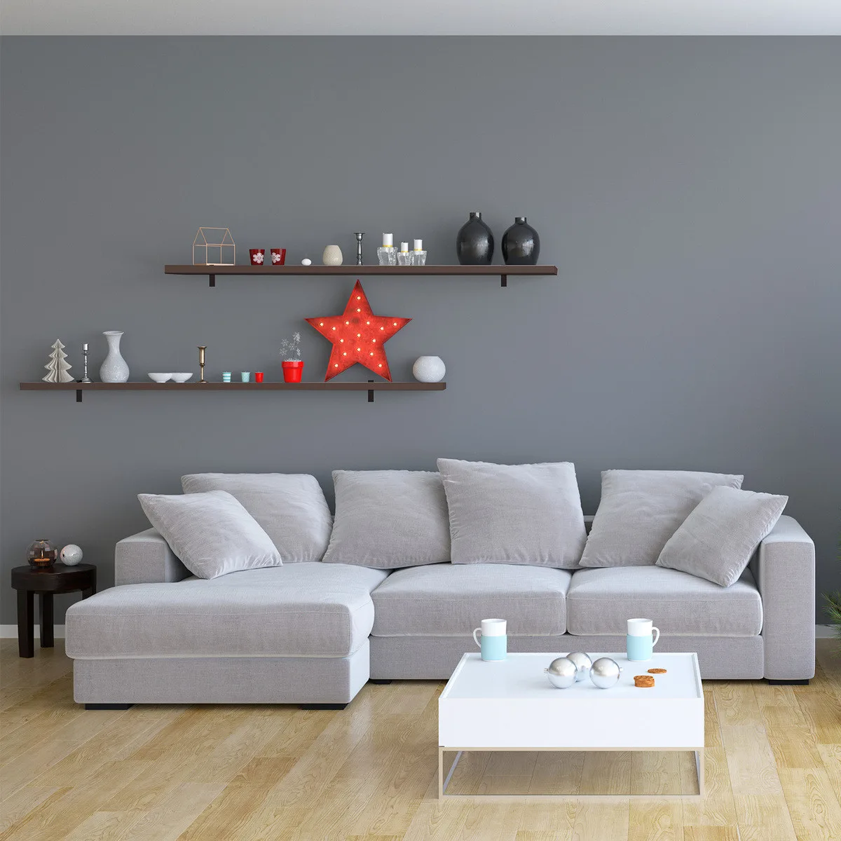 Repisa Flotante + 2 Soportes  60×25cm  CAFE - Brasforma